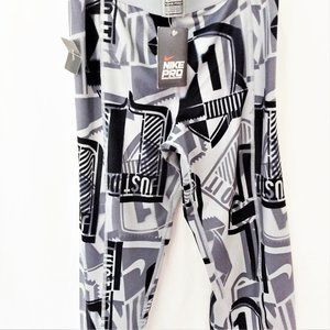 NWT Capri pants Nike Pro tights active athletic women L Grey black  392370